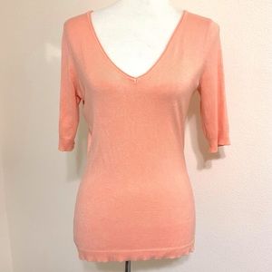 Express Plunging V Neck Top Tangerine M